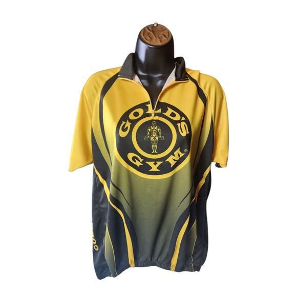 Golds Gym Cycling Jersey Mens Large Half Zip Short Sleeve Fitness Bodybuilding - Picture 3 of 16